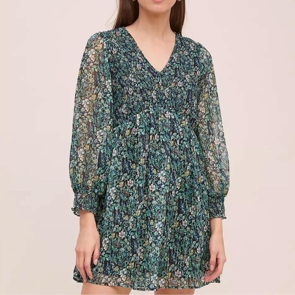 Ranna Gill Anthropologie Smocked Mini Dress Xl